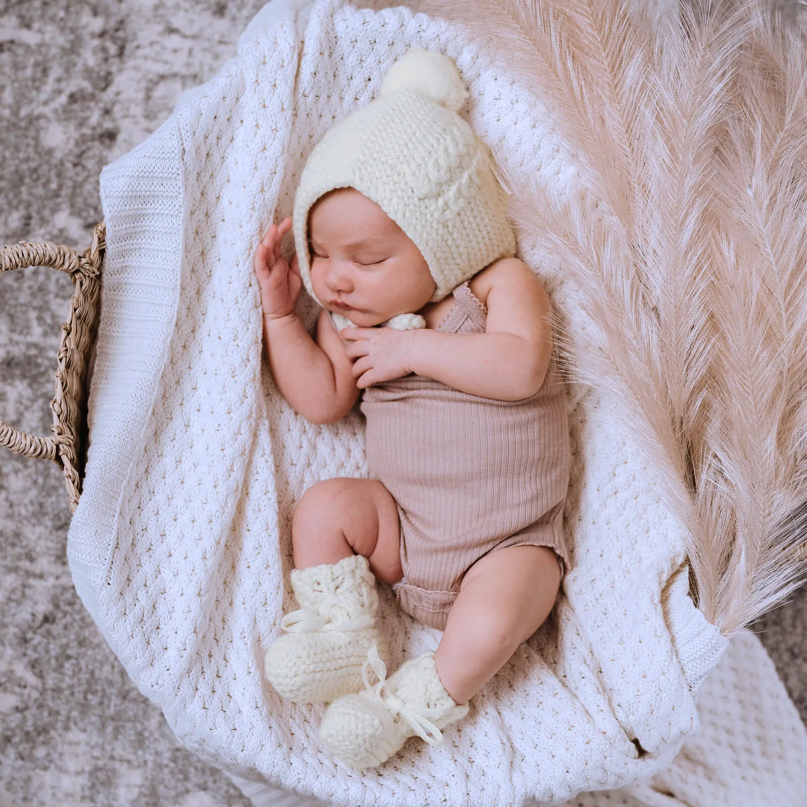 Snuggle Hunny - Organic Diamond Knit Baby Blanket - White