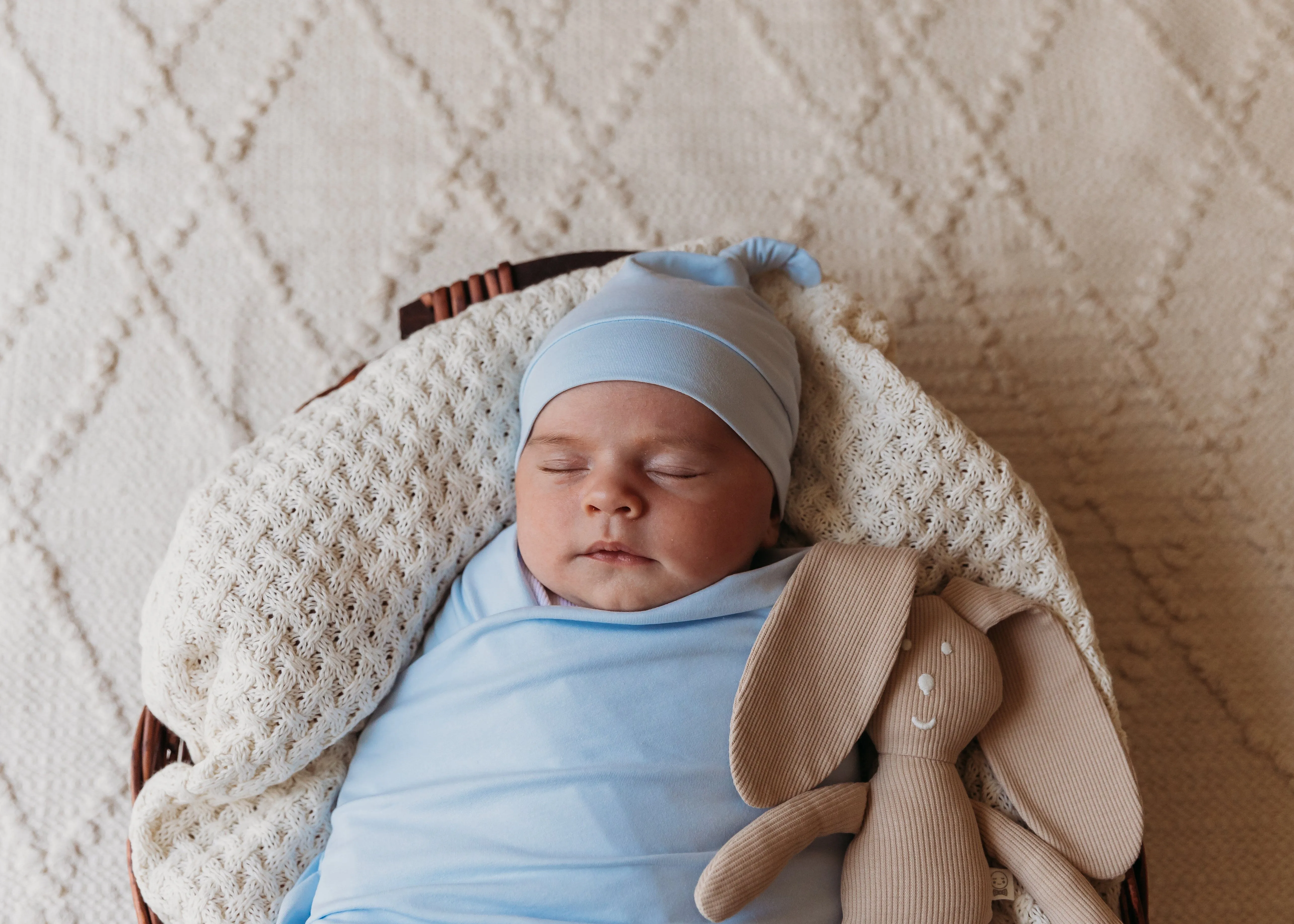 Snuggle Hunny - Organic Jersey Wrap & Beanie Set - Baby Blue