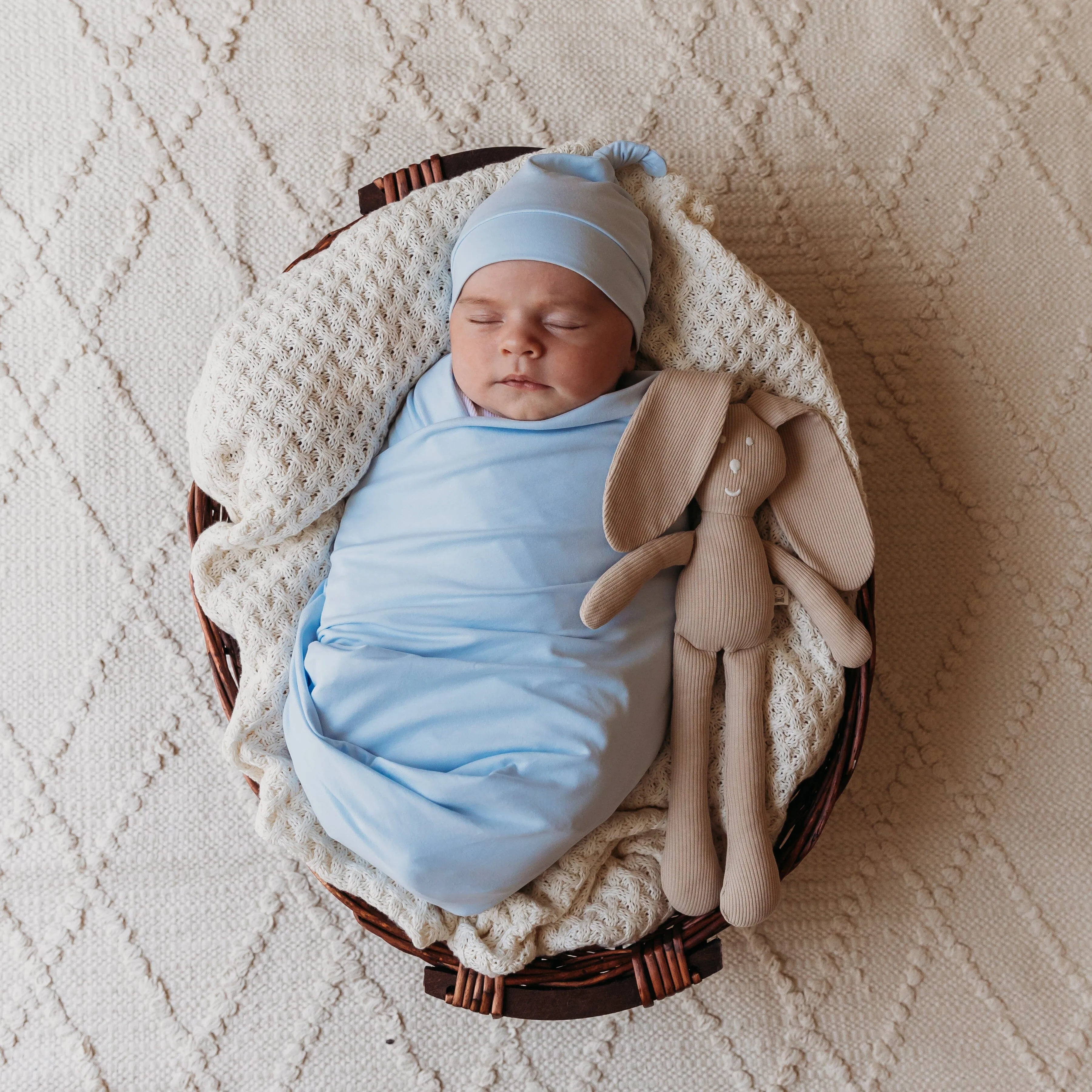 Snuggle Hunny - Organic Jersey Wrap & Beanie Set - Baby Blue
