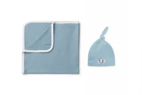 Solid Blue Swaddle/Beanie Set