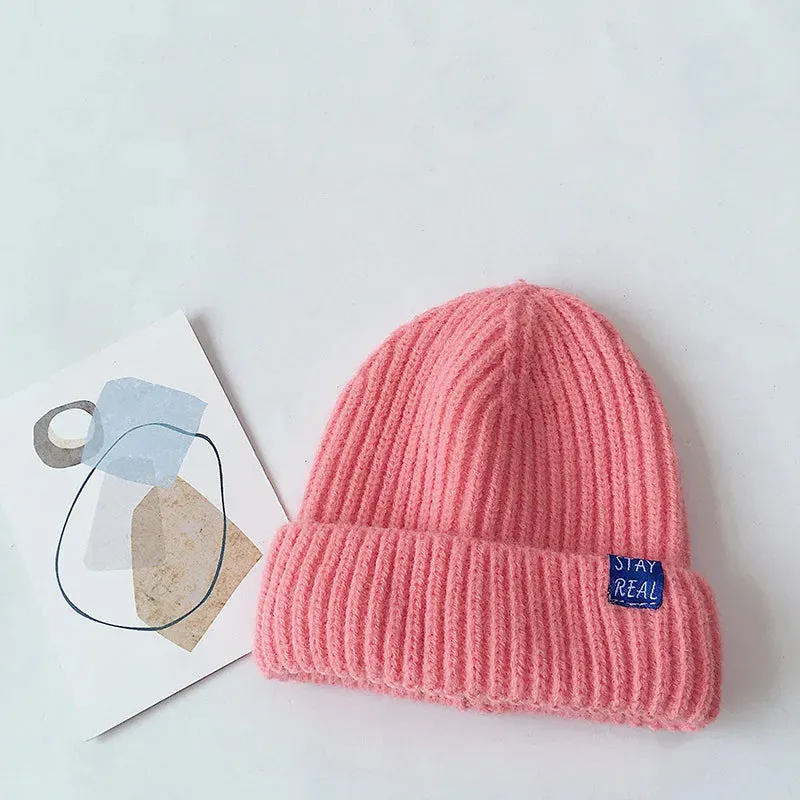 Solid Colour Warm Soft Knitted Hats - Yellow, Green, Pink, Grey, Orange