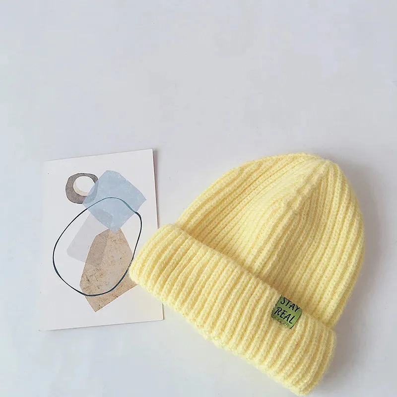 Solid Colour Warm Soft Knitted Hats - Yellow, Green, Pink, Grey, Orange