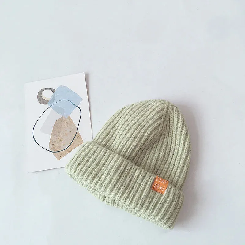 Solid Colour Warm Soft Knitted Hats - Yellow, Green, Pink, Grey, Orange