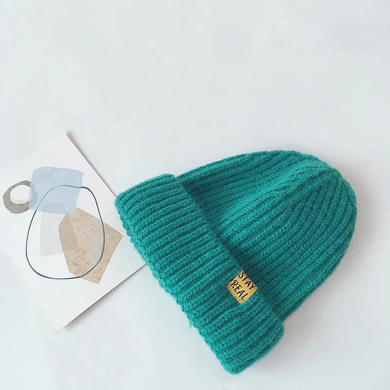 Solid Colour Warm Soft Knitted Hats - Yellow, Green, Pink, Grey, Orange