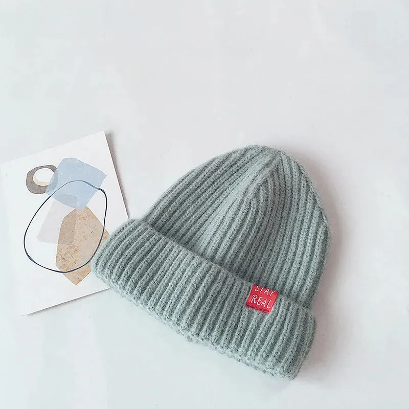 Solid Colour Warm Soft Knitted Hats - Yellow, Green, Pink, Grey, Orange