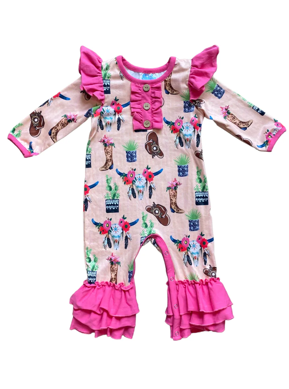 Steer Head long Sleeve Romper Baby (0M-2T)