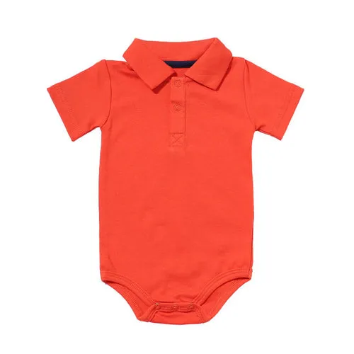 Summer Baby Boy Girl Rompers Turn-down Collar Infant Newborn Cotton