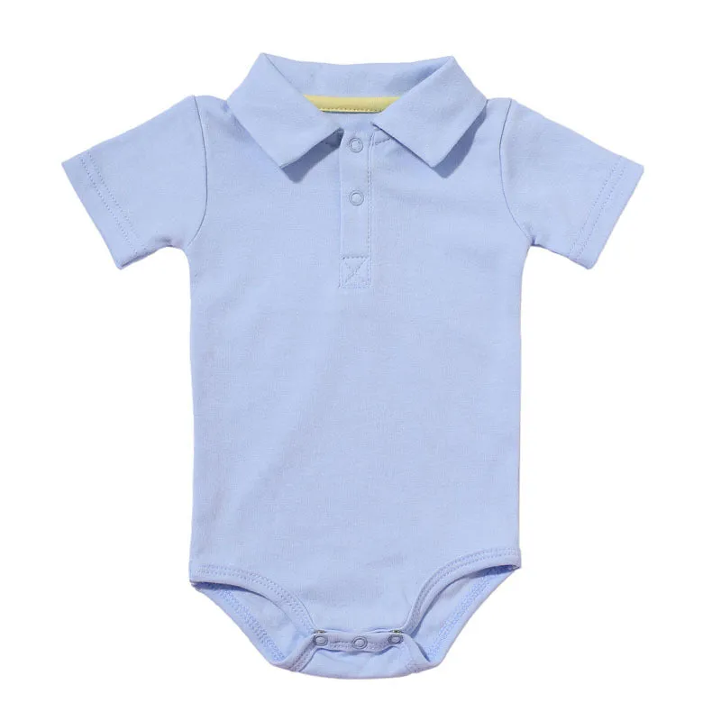 Summer Baby Boy Girl Rompers Turn-down Collar Infant Newborn Cotton