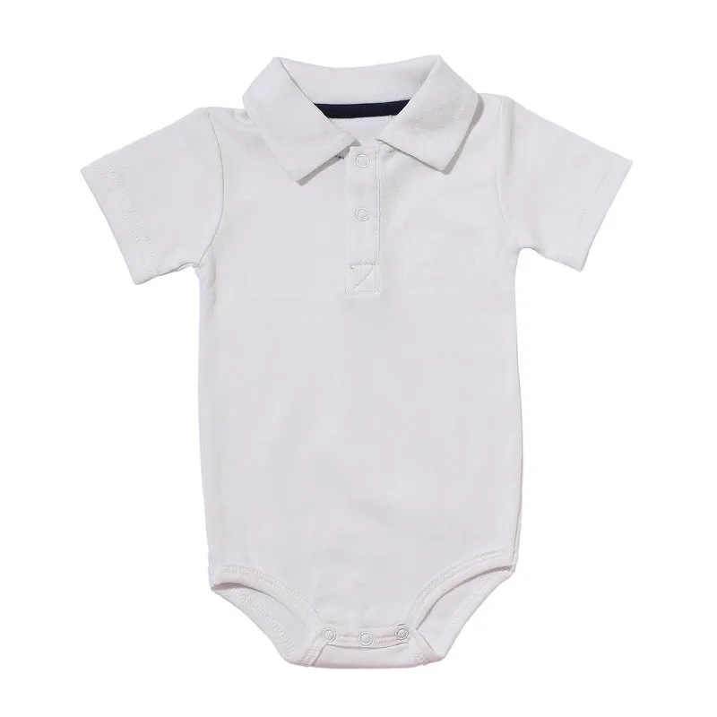 Summer Baby Boy Girl Rompers Turn-down Collar Infant Newborn Cotton