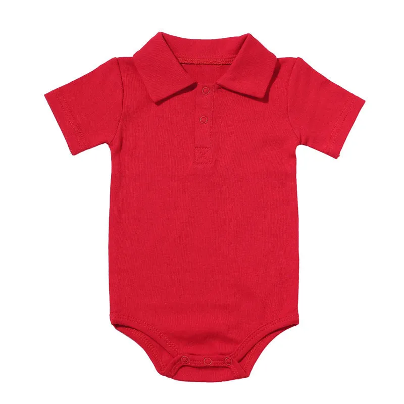 Summer Baby Boy Girl Rompers Turn-down Collar Infant Newborn Cotton