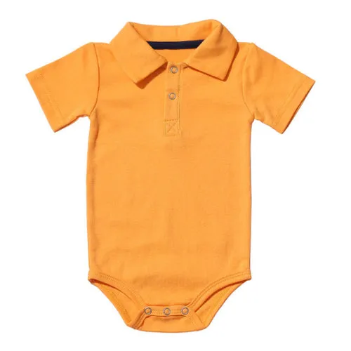 Summer Baby Boy Girl Rompers Turn-down Collar Infant Newborn Cotton