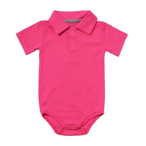 Summer Baby Boy Girl Rompers Turn-down Collar Infant Newborn Cotton