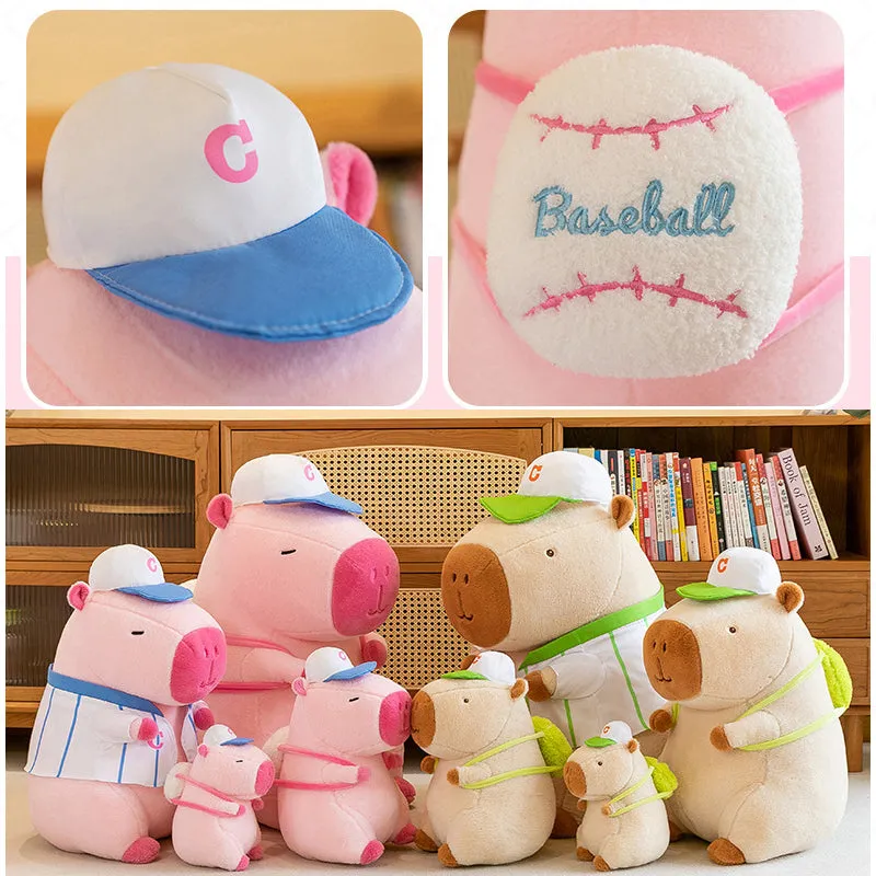 Super Cute Soft Fleece Capybara Plush Toy Baseball Backpack 68cm Pink