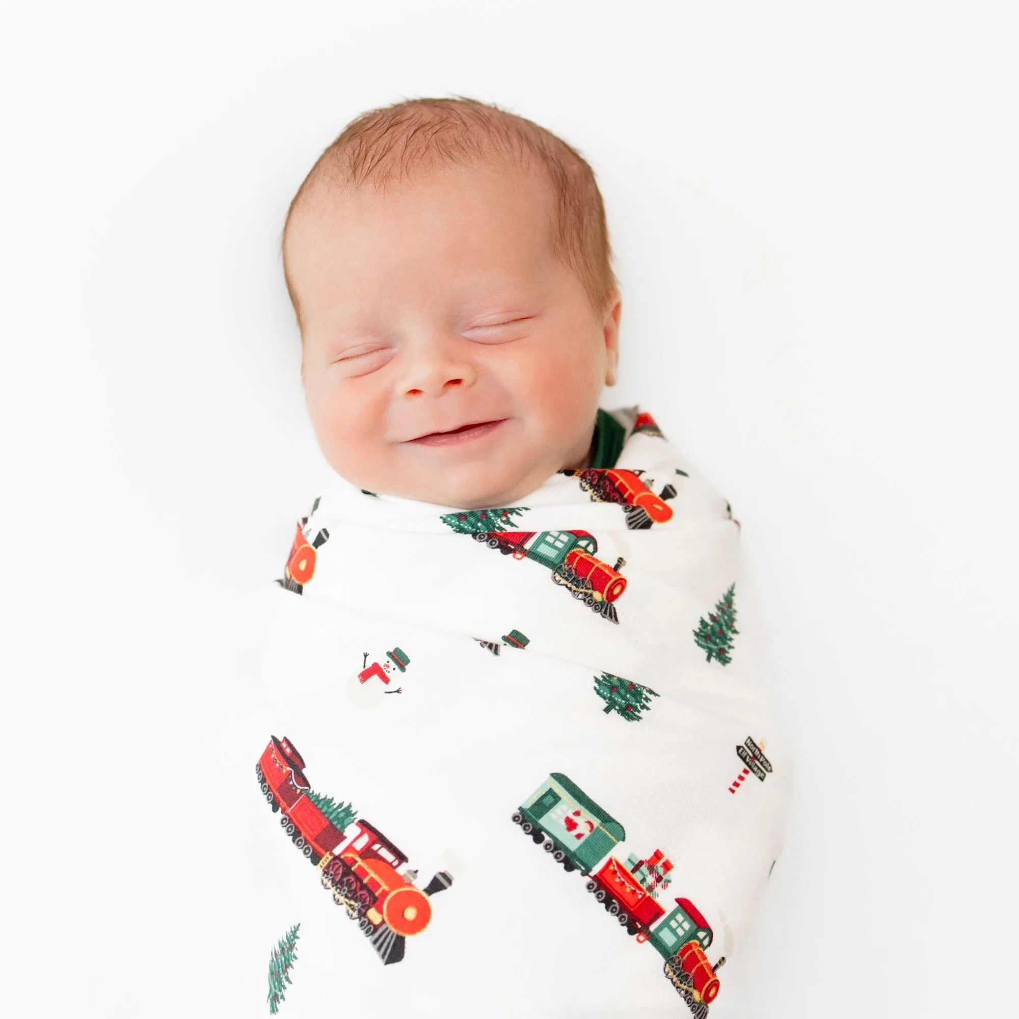Swaddle Blanket in Holiday Train