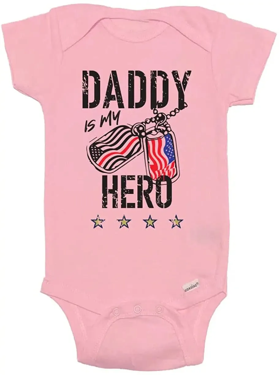 TeeNow - Daddy Is My Hero (Custom Color All Branches) - US Military Inspired Baby Infant Onesie / Bodysuit - Boy / Girl