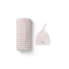 TUK Pink Pattern Swaddle and Beanie Set 6-12 Months