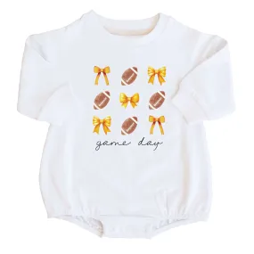 University of Missouri | Footballs & Bows Graphic Sweatshirt Bubble Romper