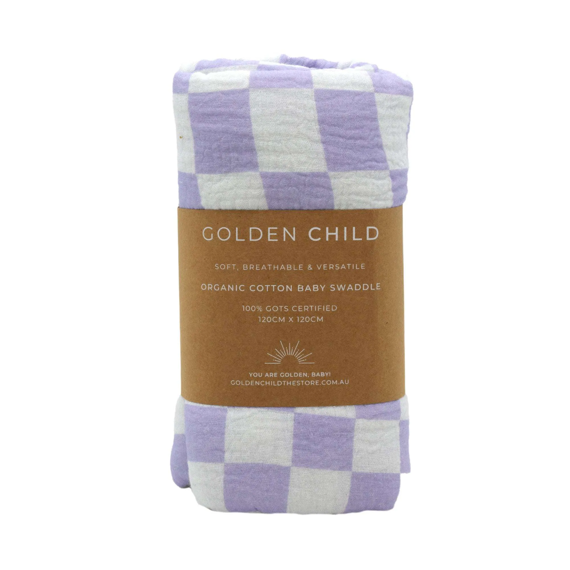 Violet Checked Organic Cotton Baby Swaddle